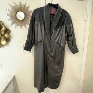 Vintage long leather womens jacket size small